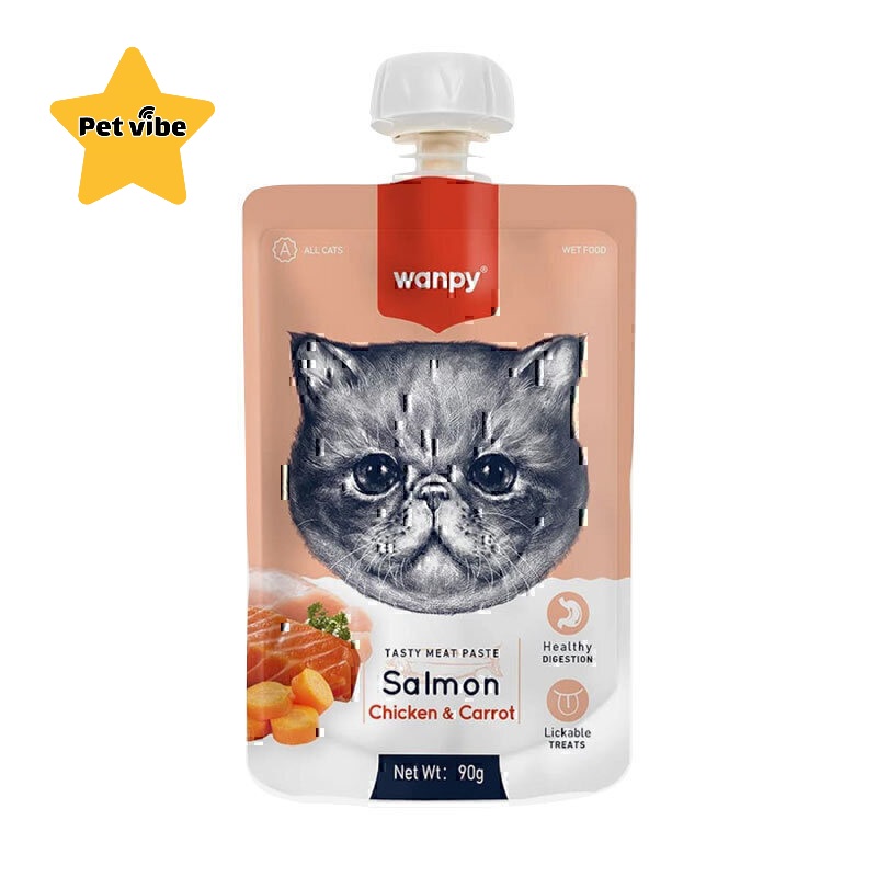 پودینگ غذای گربه ونپی با طعم ماهی سالمون، مرغ و هویج سفارش اروپا وزن 90 گرم