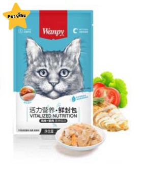 پوچ مخصوص  گربه ونپی چین با طعم مرغ و خرچنگ 80 گرم